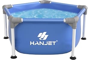 Hanjet Eco-Friendly Odorless Above Ground Pool Swimming Pools for Kids: 5ft x 15in - PE Material, Reinforced Steel Frame Round