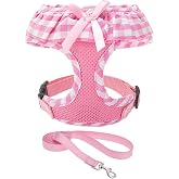 EXPAWLORER Step-in Small Dog Harness and Leash Set, Pink XS | Cute Girl Dog Harness No Pull, Puppy Vest Breathable Soft Mesh Padded, Adjustable Light for Small Sized Dogs Cats