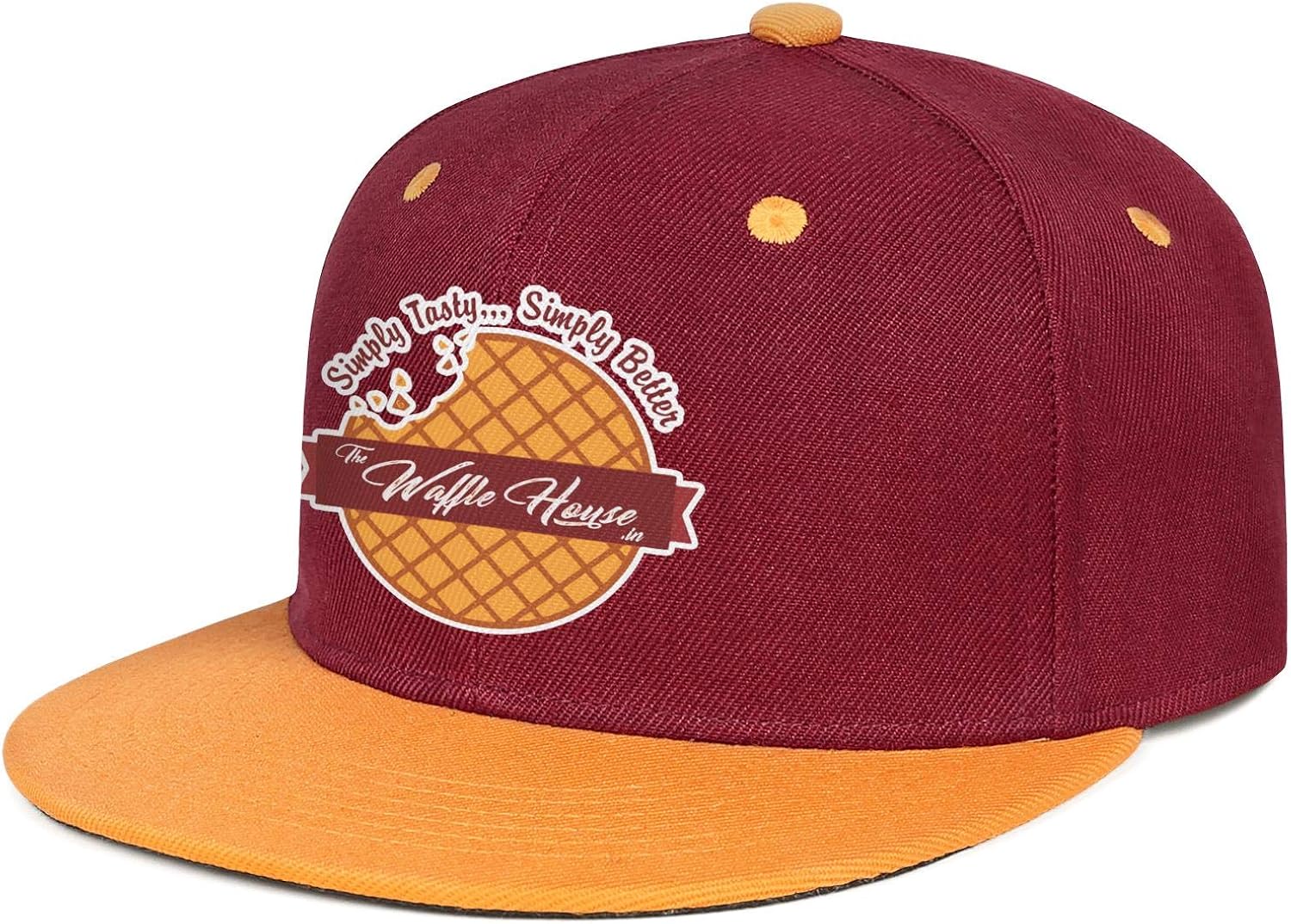Fashion Trucker Hats WaffleHouseinLogoBurgundy Unisex Cute Flat Adjustable Cap