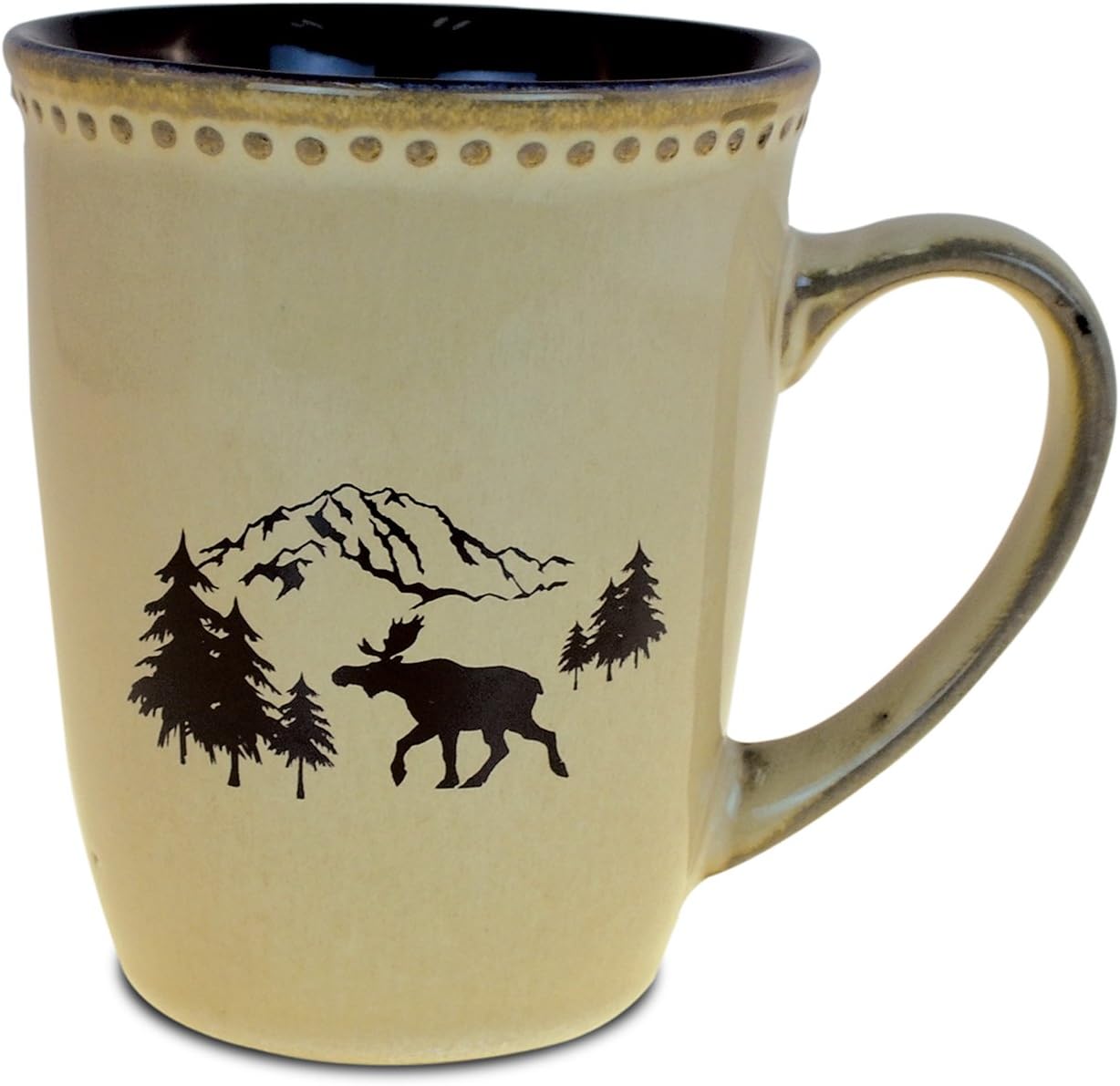 CoTa Global Ceramic Mountain Wild"Moose" Imprint Mug Animal Theme Coffee Milk Tea Tumbler Indoor Outdoor Glassware Drinkware Travel Cup with Handle Dishwasher Microwave Safe 11 Ounce