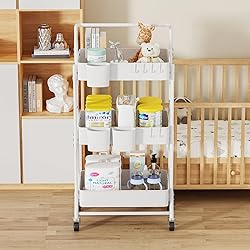 3-Tier Folding Rolling Utility Cart with