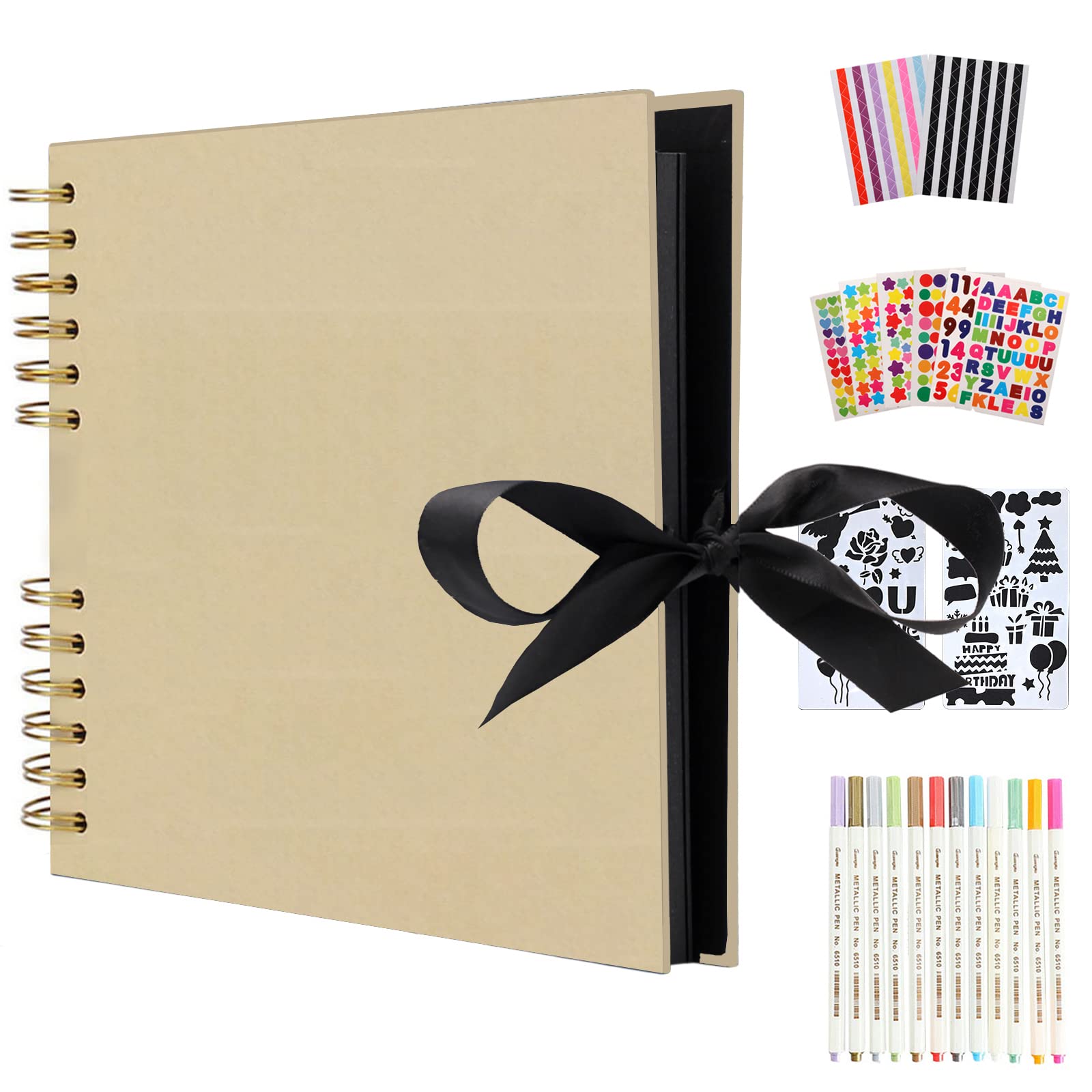 AIOR Photo Album Memories Scrapbook 80 Pages Craft Paper, Travel Scrapbooking Guestbook DIY Vintage Handmade Gift for Wedding Engagement Anniversary Birthday (Yellow)