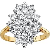 PalmBeach Yellow Gold-Plated Round Cubic Zirconia Marquise Shaped Cluster Ring Sizes 6-10