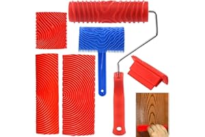QYINXIU Wood Grain Rollers Tool Set, Wood Grain Roller Painting Tool with Handle, Rubber Graining Tool, Paint Graining Tool C