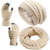 FURTALK Womens Winter Hat Gloves Scarf Set Gift Slouchy Beanie Touchscreen Gloves for Women