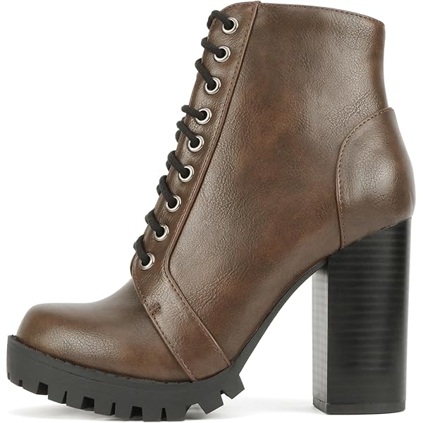 Chunky Heel Combat Boots Soda Booties Amazon Buy SODA Malia Round