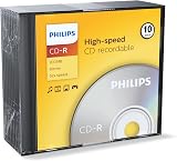 Philips CDR-80 52x CD-R Blank Media 10pk Slim Jewel Case