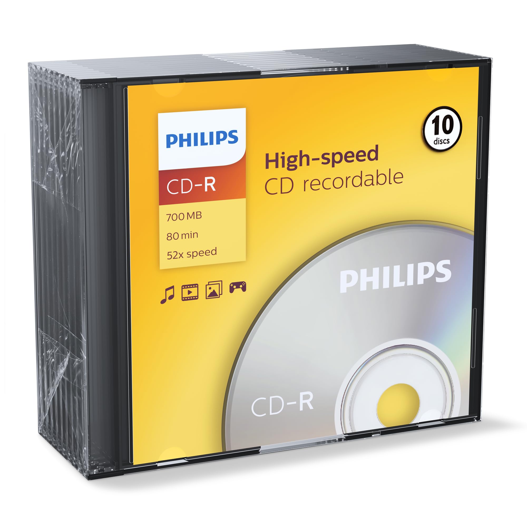 Philips CDR-80 (52x) 10pk Slim Jewel Case
