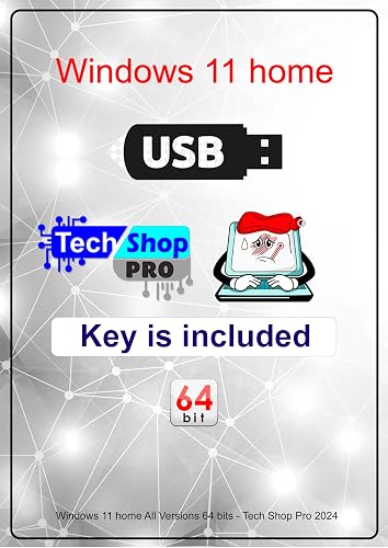 Tech-Shop-pro install Key Included USB For Windows 11 Home Version 32/64 bit. Recover, Restore, Repair Boot USB, and Install to Factory Default Fast and easy Free Technical Support.