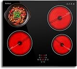 Karinear Ceramic Hob 4 Zone 60cm Electric Cooker Pause Function Safe Lock