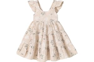 YOUNGER TREE Toddler Baby Girls Dress Summer Ruffle Sleeve Halter Casual Kids Beach Sundress