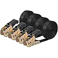 Endless Ratchet Tie Down Straps Heavy Duty Cargo Tie Downs, Sturdy Nylon Black Strap Down Ratcheting Securing Straps, Track Spring Fittings, Tie-Down Motorcycles, Trailer Loads, Kayak