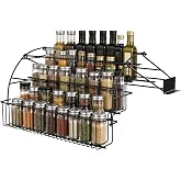 Jeaieaiu 3-Tier Pull Down Spice Rack Organizer, Space Saving Design, Rust Resistant Heavy Duty with Railing Stopper &amp; Mounting Screws for Kitchen Cabinet Pantry Cupboard