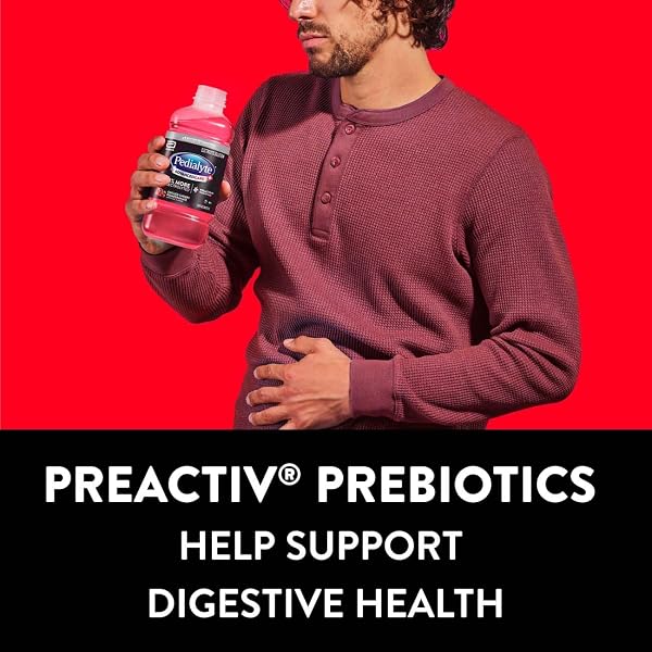 PEDIALYTE ADVANCEDCARE PLUS ELECTROLYTE HYDRATION DRINK, HAS 33% MORE ELECTROLYTES AND HAS PREACTIV PREBIOTICS, CHILLED CHERRY POMEGRANATE, 1 LITER