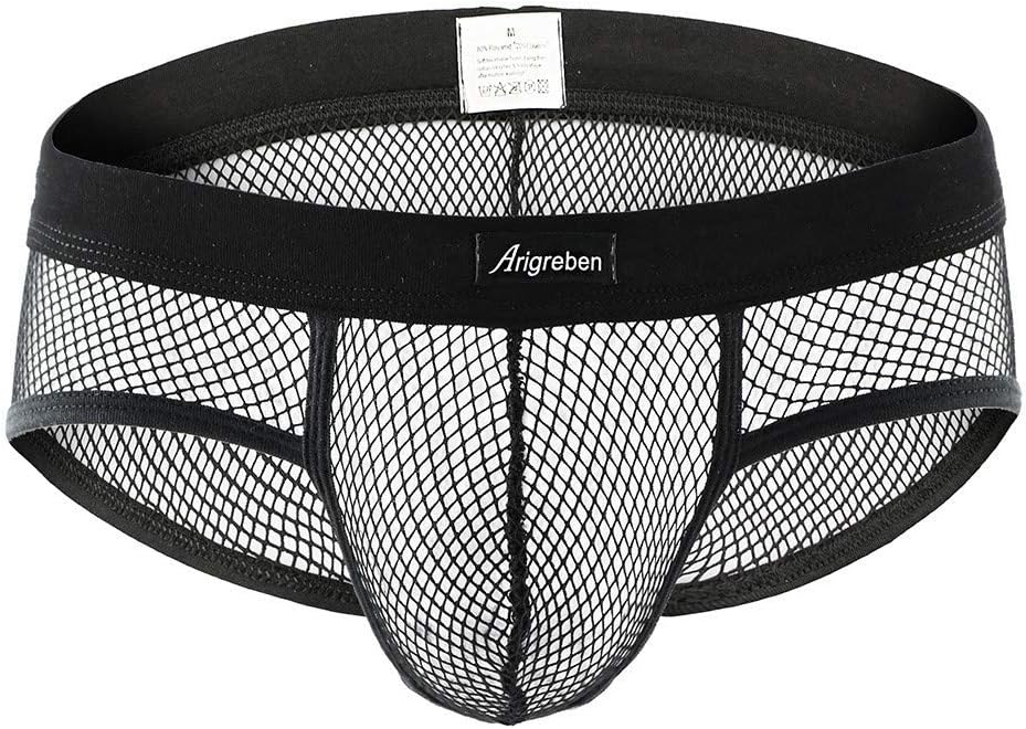 Sexy Mesh Boxer Briefs for Men,Bulge Pouch Underwear See Through Bikini Trunks Waist Band Swimwear Brief Panties by Leegor