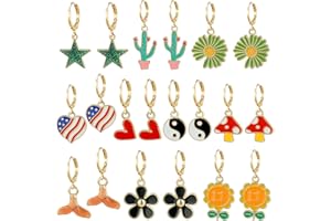 AIDSOTOU Girls Hypoallergenic Huggie Hoop Earrings with Charm Cute Small Dangle Hoop Earrings Set (10-20 Pairs)