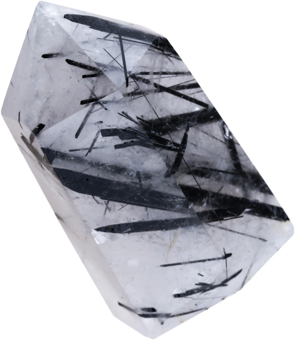 mookaitedecor Healing Crystals Point Wand Tumbled Faceted Prism Reiki Stone Meditation Decor,Natural Black Rutilated Quartz - Image 3