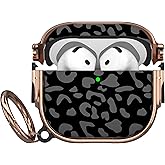 Maxjoy for AirPods 4 Case with Lock, Cute AirPods 4 Case Lock Protective Hard AirPod 4 Generation Cover for Women Men with Keychain Clip for AirPod 4th Generation Cover 2024, Grey Leopard
