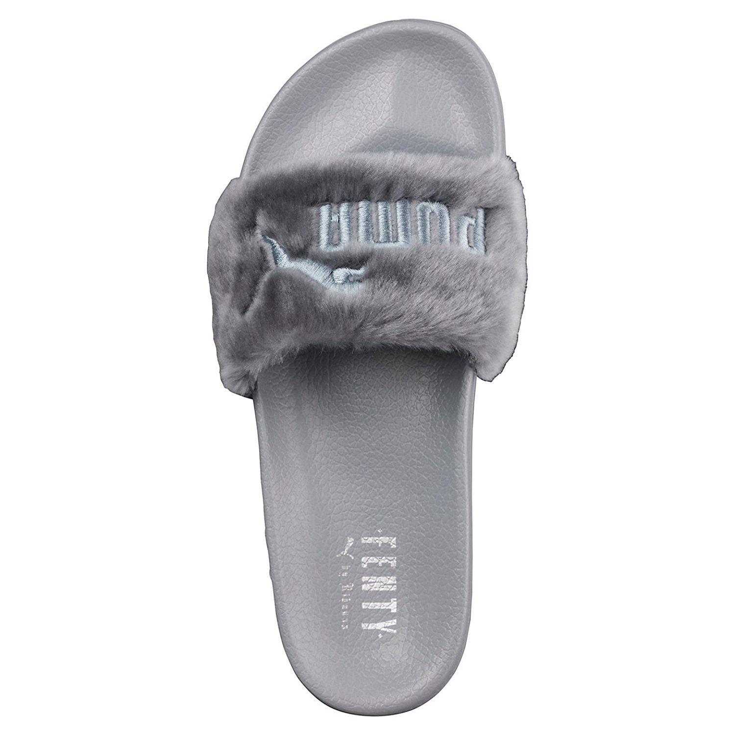 puma fur slippers grey
