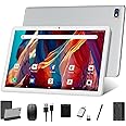 Tablet 10.1 Inch 128 Storage+1TB Expand 2 in 1 Android Tablets, Tablet with Keyboard Case Mouse, 5G Dual WiFi, GPS, Octa Core, HD Touchscreen,13MP Dual Camera, Bluetooth, 7000 mAh Battery -Silver