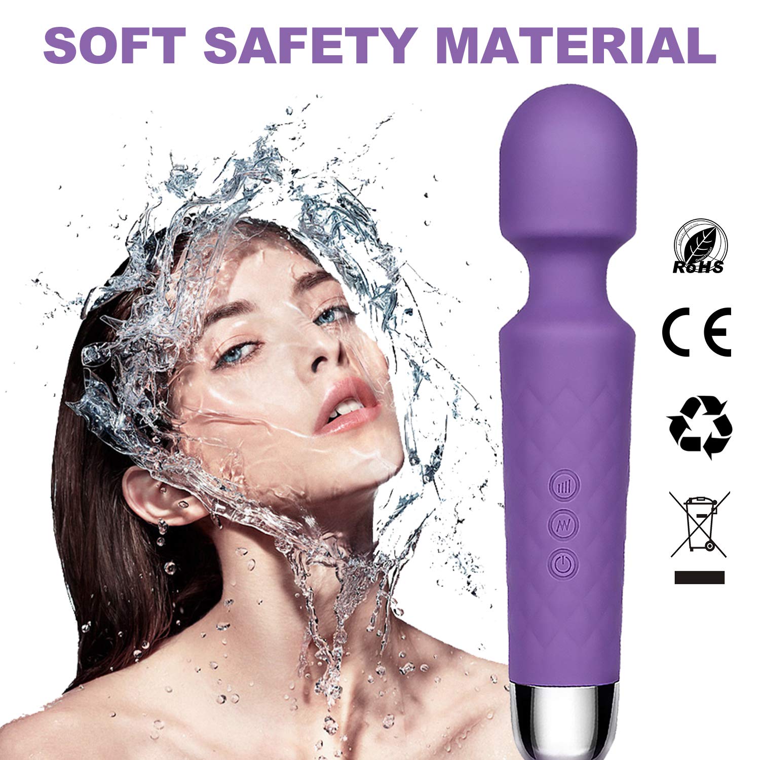 MELO Electric Vibrator Wand Massager, Rechargeable with 28 Powerful Modes Multi-speed Wand, Wireless Adult Sex Toy, Power Vibrator Wand Massager for Couple Women