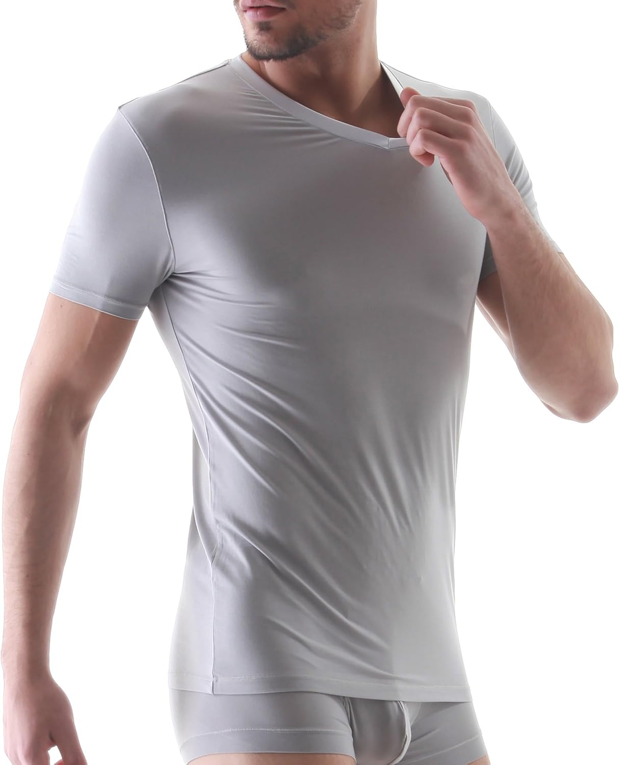 DAVID ARCHY Men's Undershirts Ultra Soft Micro Modal V-Neck Breathable T-Shirts 2 or 3 Pack: Clothing