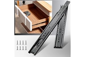 YENUO Full Extension Drawer Slides Side Mount 10 12 14 16 18 20 22 24 Inch Ball Bearing Dresser Cabinet Kitchen Black Rails Track Guide Glides Runners Heavy Duty 100 Lb (Basic Black- 1 Pr,12 Inch)