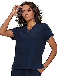 floralhue Scrub Tops for Women, Curved V-Neck Scrub