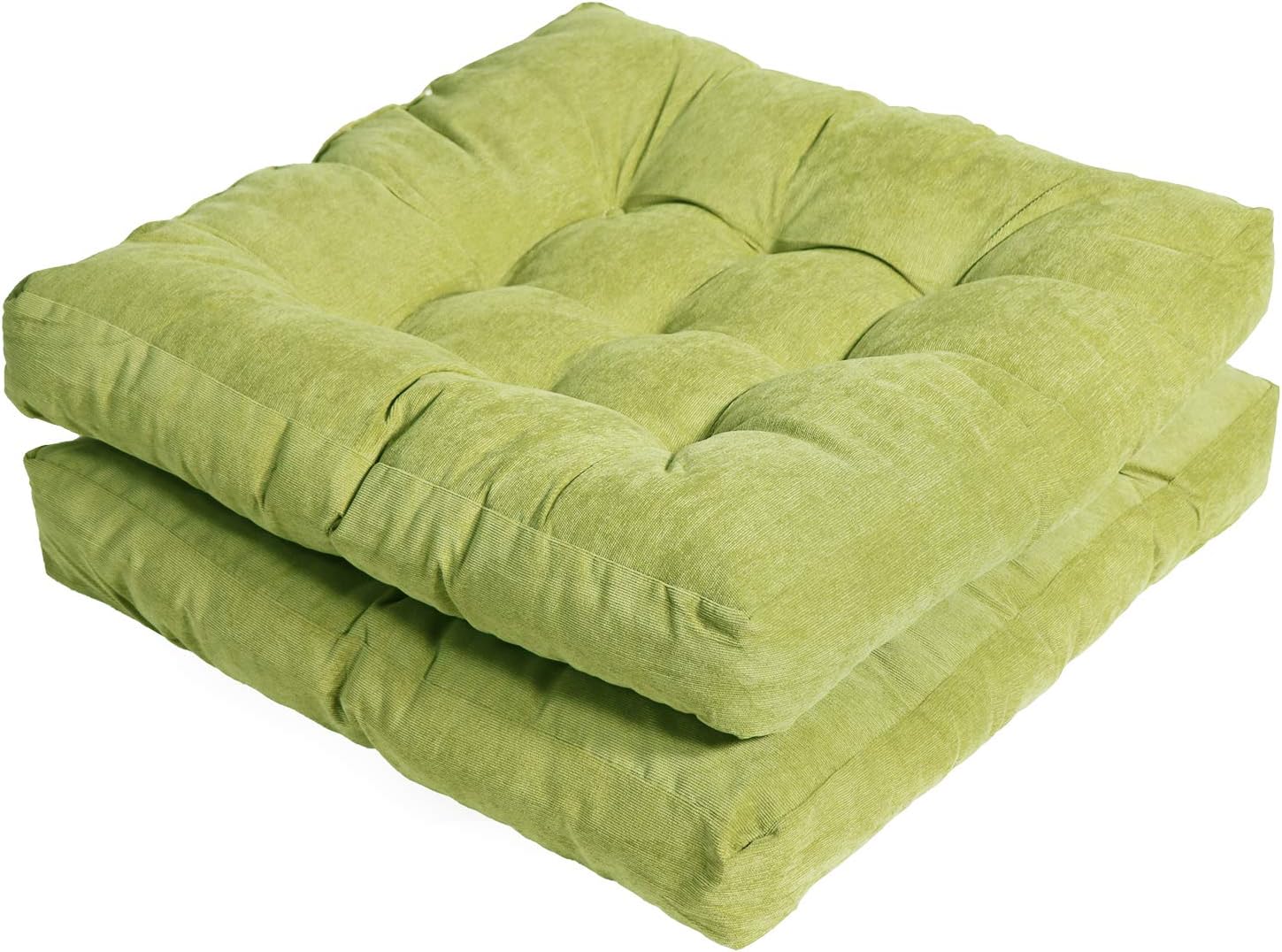 Tiita Floor Cushions Pillows 22 x 22 Inch Outdoor Square Chair Pads for Dining Room Office Living Room Sitting Patio Garden Set of 2, Green: Home & Kitchen