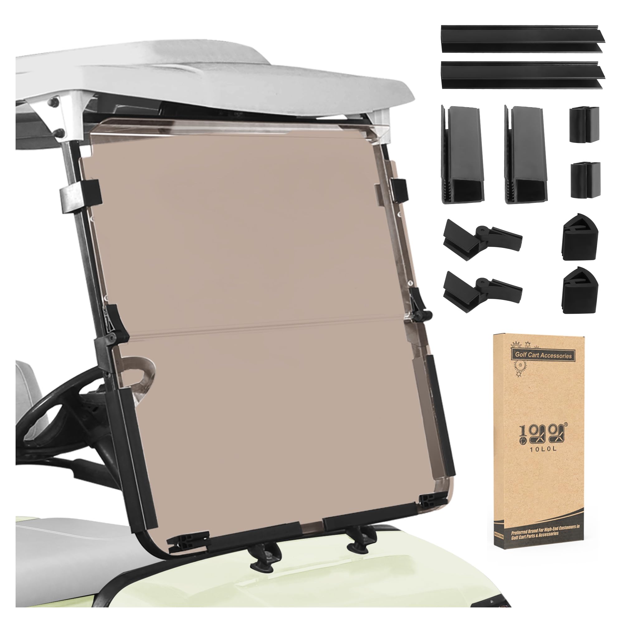 Photo 1 of 10L0L Golf Cart Windshield for Yamaha G14/G16 1995-2003 Year Golf Carts, Durable & Portable, Smoked