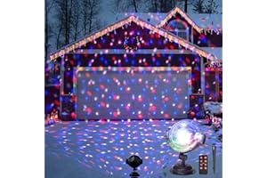 PEIDUO Christmas Projector Lights Outdoor, Multicolor Rotating Snowfall Projector, Moving Points Snowflake Christmas Projecti