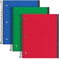 Oxford 3-Pack Spiral Notebooks - 1 Subject, Wide Rule, 100 Sheets Each With Durable Plastic Covers (Red, Green, Blue)