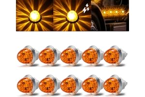3/4" Amber LED Watermelon Side Marker Lights Dual Function Strobe + Marker Light Mini Clearance Lights with Starburst AS Lens