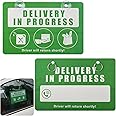 Motain Delivery In Progress Sigh For Delivery Driver Temporary Parking, 2 Pack 6 * 9" PVC Panel Sign With Suction Cup (Green)