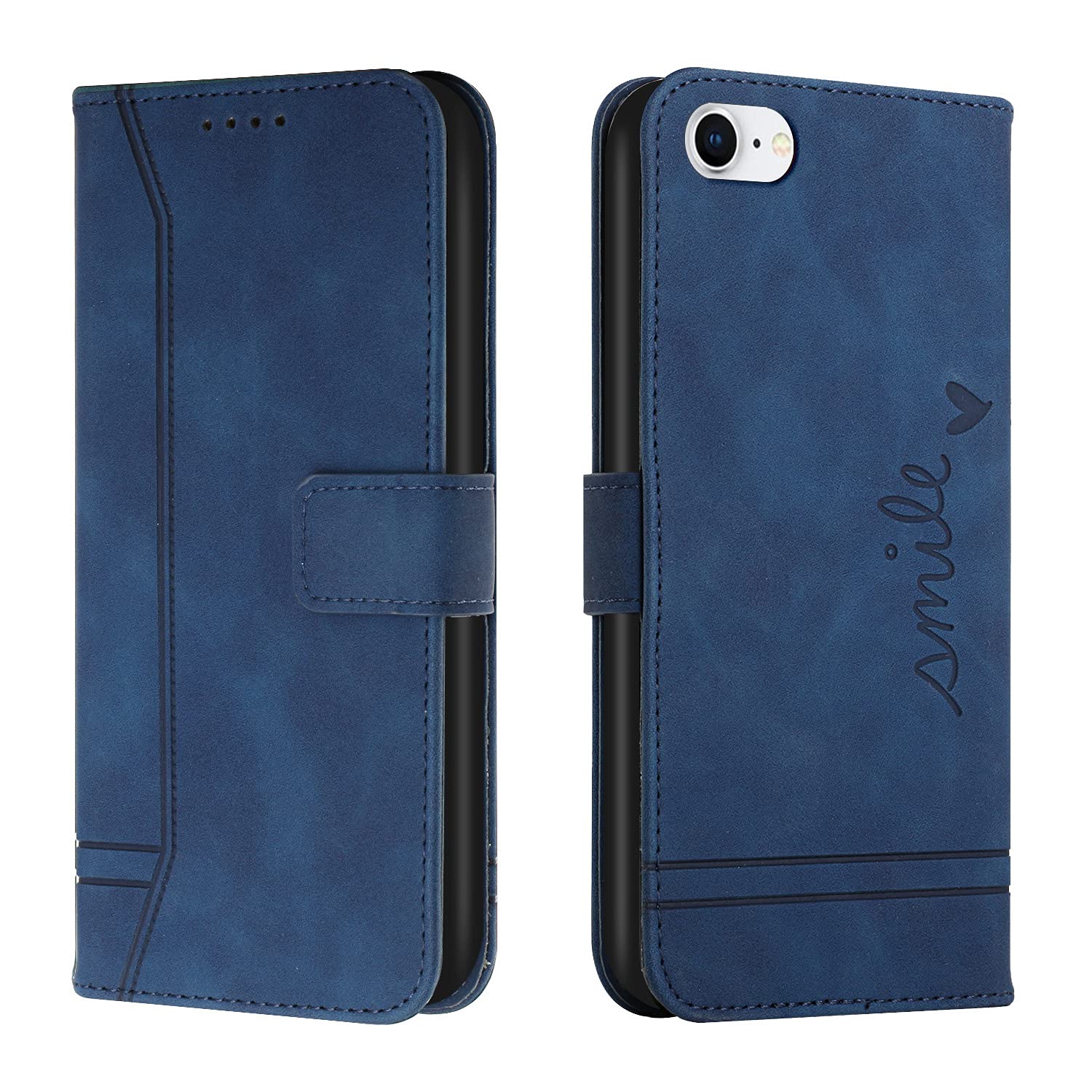 Trugox Wallet Case for Apple iPhone 8 / iPhone 7 / iPhone SE 2020 / 6S / 6 Phone Case Leather with Wallet Purse Credit Card Holder Stand Book Folio Flip Case Cover Women Shockproof - Blue