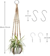 Augshy 2 Pcs Plant Hangers Macrame Hanging Planter with 4 Hooks 35 Inch view 2