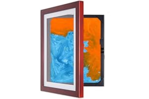 DYNAMIC FRAMES Li’l Davinci Art Cabinet, Stores up to 50 Pieces of 8.5 x 11 inch Art, Outer Wooden Frame Dimensions 11.75 x 14.75 inches, Kids Art Frame, Front Opening, Hangs Vertical or Horizontal, Cherry