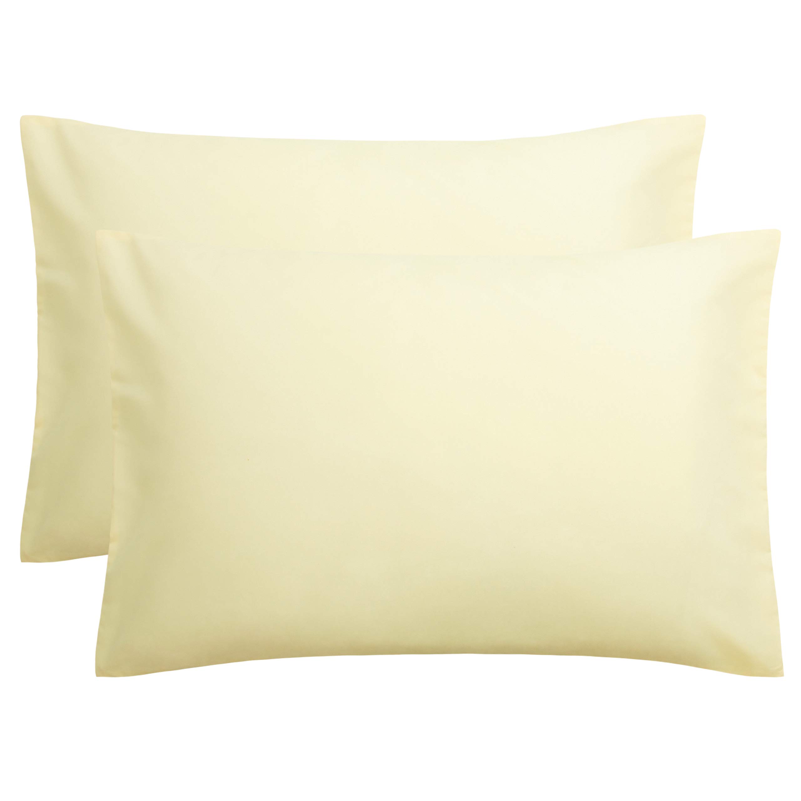 FLXXIE 2 Pack 100% Brushed 1800 Microfiber Plain Queen Pillowcases, Wrinkle and Stain Resistant, Soft and Cozy Envelope Closure Bed Pillow Cases, Ivory, 50x75 cm