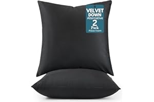 Throw Pillow Inserts Pack of 2-18 x 18 Inches Black Velvet Cushion Inserts for Couch, Bed & Living Room Décor - Indoor Decora