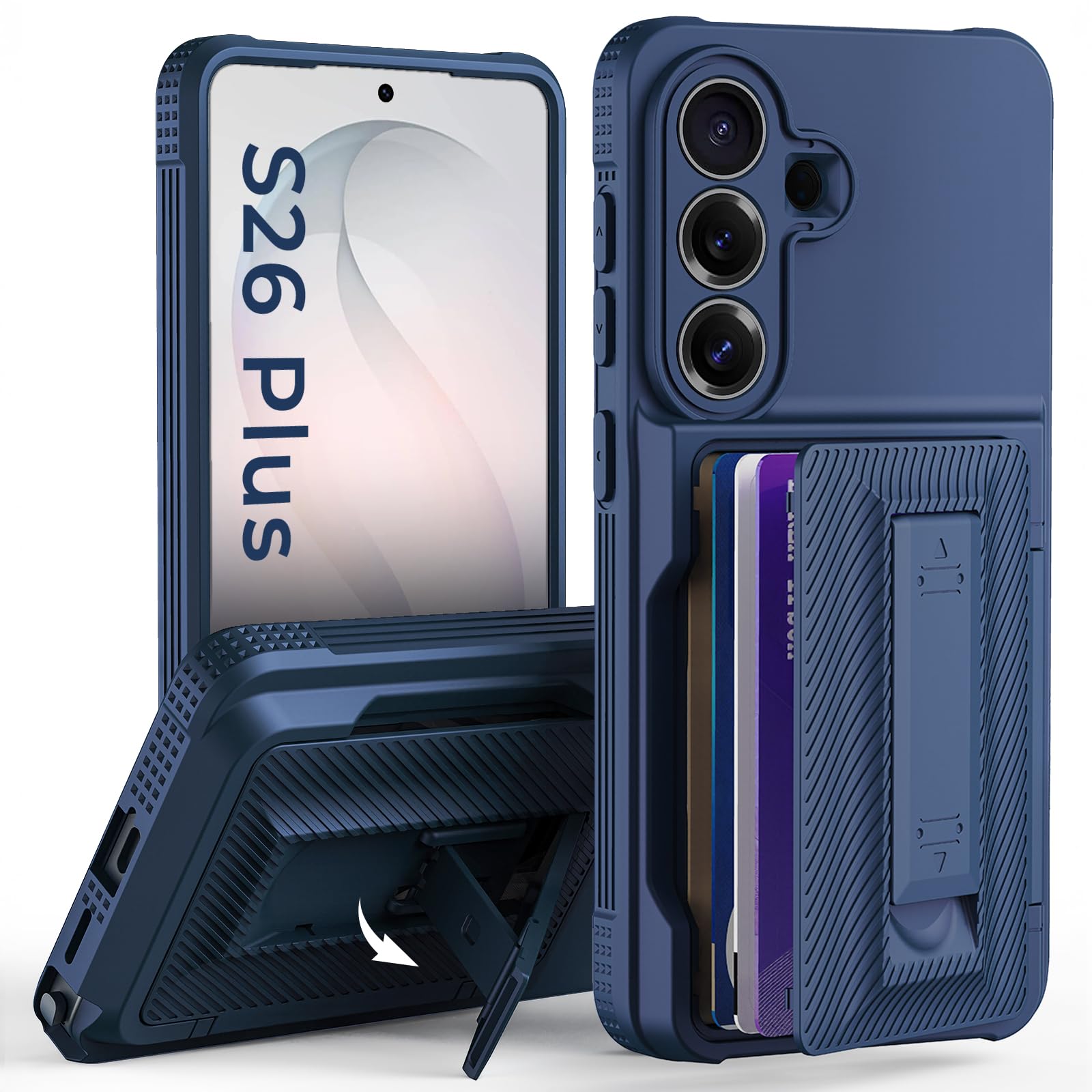 for Samsung Galaxy S26 Plus Case Wallet with Card Holder (4-5Cards),[RFID Blocking][Kickstand][Military Drop Protection] Full Camera Protection Wallet Case for Samsung S26 Plus Blue