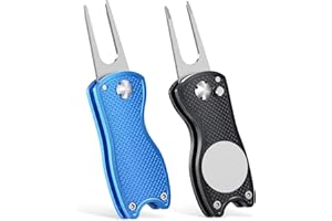 Vibit 2-6 Pack Golf Divot Repair Tool for Golfers Foldable Metal Green Tool with Magnetic Putt Alignment Ball Marker Pop-up Fork Tine with Sturdy Aluminum Alloy Handle