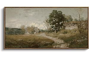 InSimSea Extra Large Framed Vintage Wall Art, Living Room Country Farmhouse Decor, Retro Road Landscape Paintings, Canvas Prints, Rustic Scenery Long Pictures for Bedroom Above of Bed,20x40inch