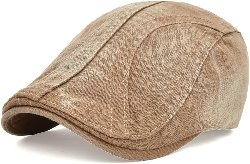 VOBOOM Men's Classic Cotton Flat Distressed Newsboy Cap Beret Hat BQ037