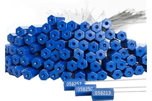 STYLIGHT - 100 Wire Cable Seals, Truck Seals, Anti-Tamper Seals, Steel Pull Tight Wire Seal, Trailer Seals, Metal Container Seals, High Security Seals, Shipping Seals Numbered Sequentially (100, Blue)