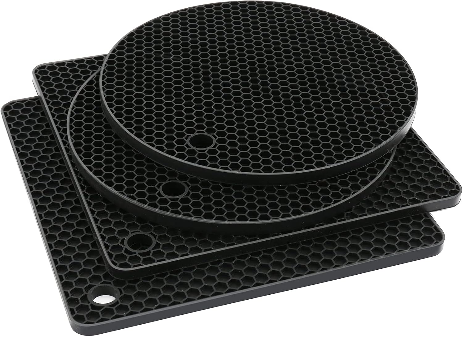 4PCS Black Silicone Trivets Mats, Heat Resistant Trivets for Hot Dishes