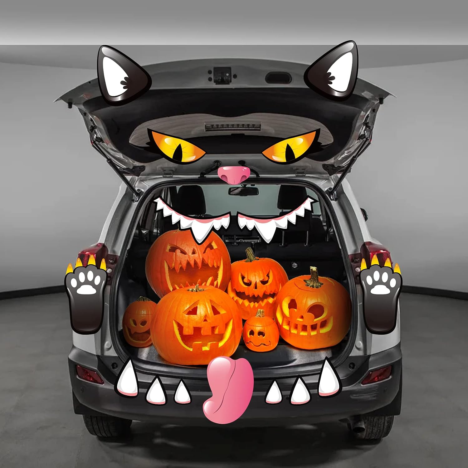 Garage Door Decorations - COVTOY Trunk or Treat Car Decorations Kit, Halloween Car Sticker for Car SUV and Truck, Black Cat Double Side Stickers