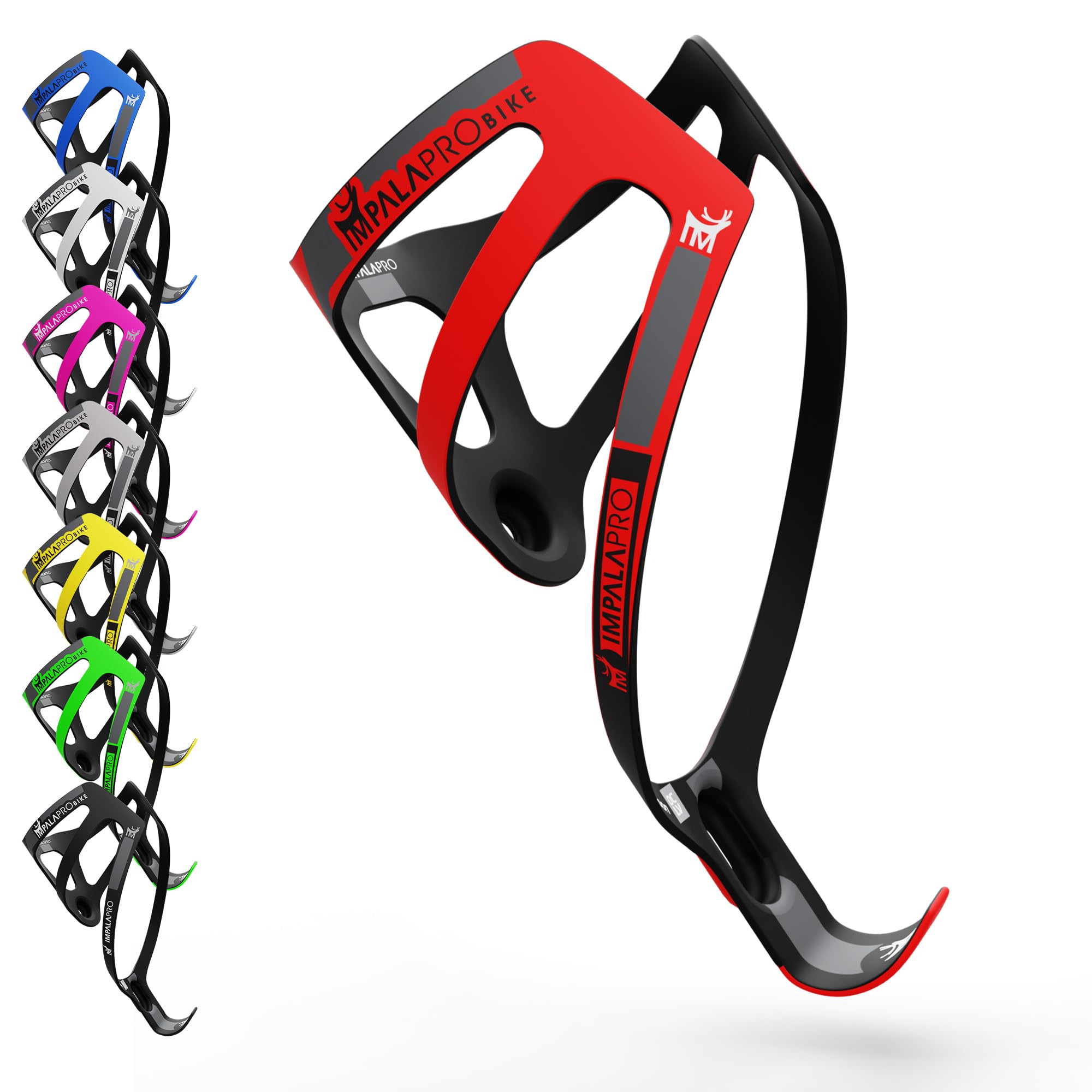 IMPALAPRO Ultralight Full Carbon Bottle Cage 18gr - Bike Bottle Holder - Bike Drinks Holder - Carbon Bottle Cages for Road Bikes and Mountain Bike (Red)