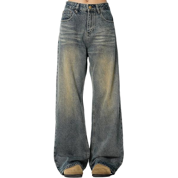 MAVQX Unisex Y2K Baggy Jeans Hip Hop Skater Jeans Vintage Dance