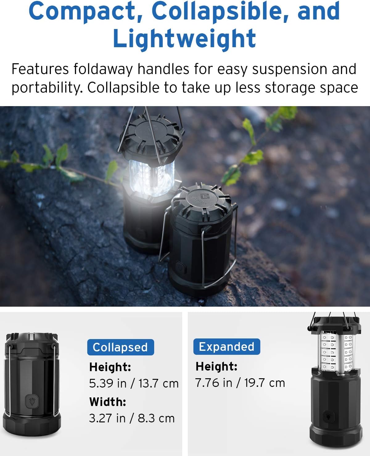Etekcity Camping Lantern Battery Powered Led Lights with AA Batteries, Upgraded Magnetic Base and Brightness Control Flashlights for Power Outage, Backpacking, Hiking, Storms: Sports & Outdoors