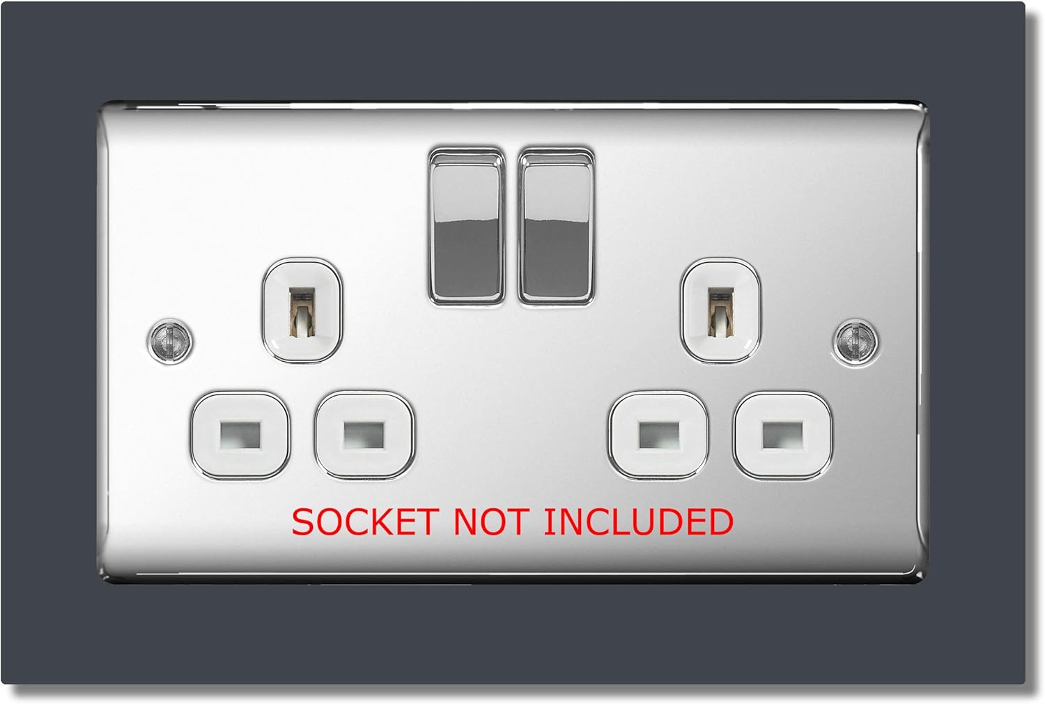 Matt Slate Grey Double Light Switch Surround Acrylic Finger Plate Panel